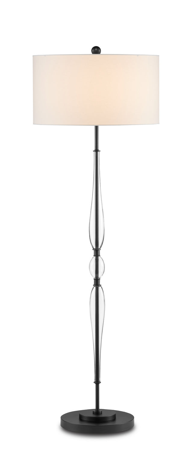 Currey and Company 8000-0107 One Light Floor Lamp, Black/Clear Finish-LightingWellCo