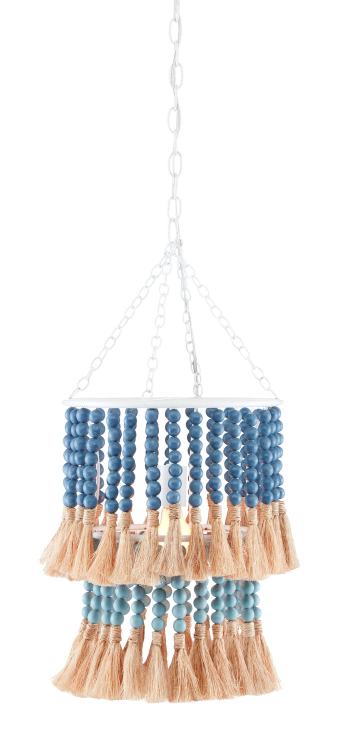 Currey and Company 9000-0831 One Light Pendant, Sugar White/Mist Blue/Demin Blue/Natural Rope Finish-LightingWellCo