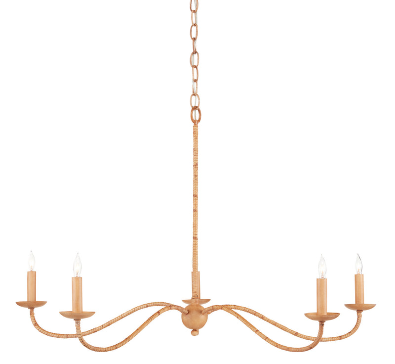 Currey and Company 9000-0848 Five Light Chandelier, Painted Rattan/Natural Rattan Finish-LightingWellCo