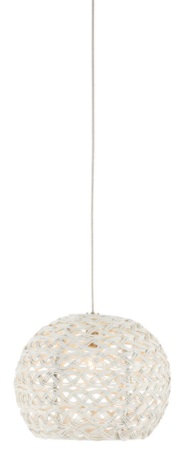 Currey and Company 9000-0909 One Light Pendant, White/Painted Silver Finish-LightingWellCo