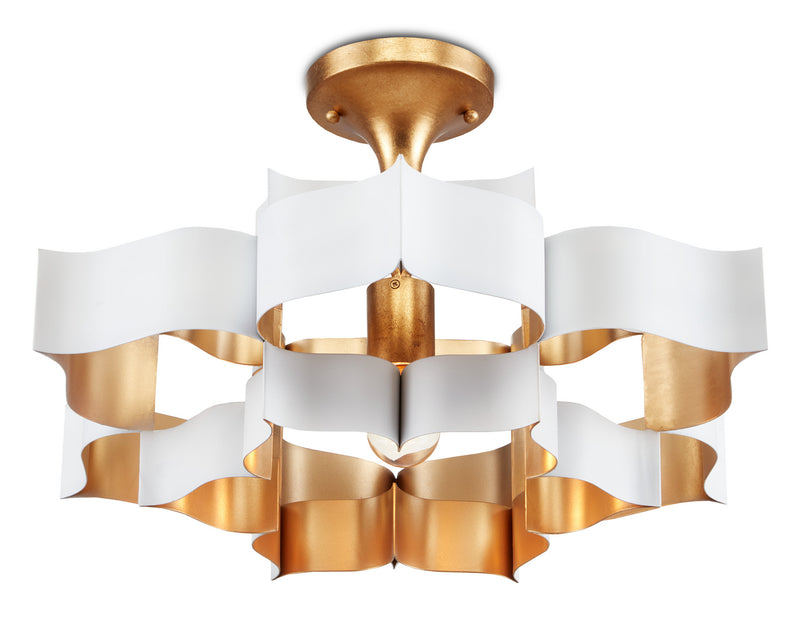 Currey and Company 9000-0856 One Light Chandelier, Sugar White/Comtemoprary Gold Leaf Finish-LightingWellCo