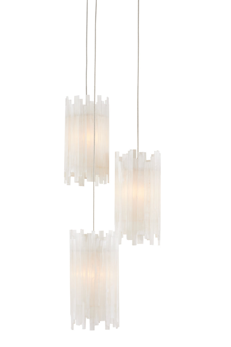 Currey and Company 9000-0882 Three Light Pendant, Natural/Painted Silver Finish-LightingWellCo