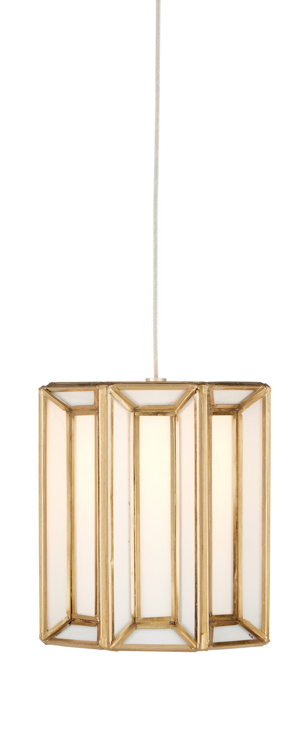 Currey and Company 9000-0888 One Light Pendant, Antique Brass/White/Painted Silver Finish-LightingWellCo