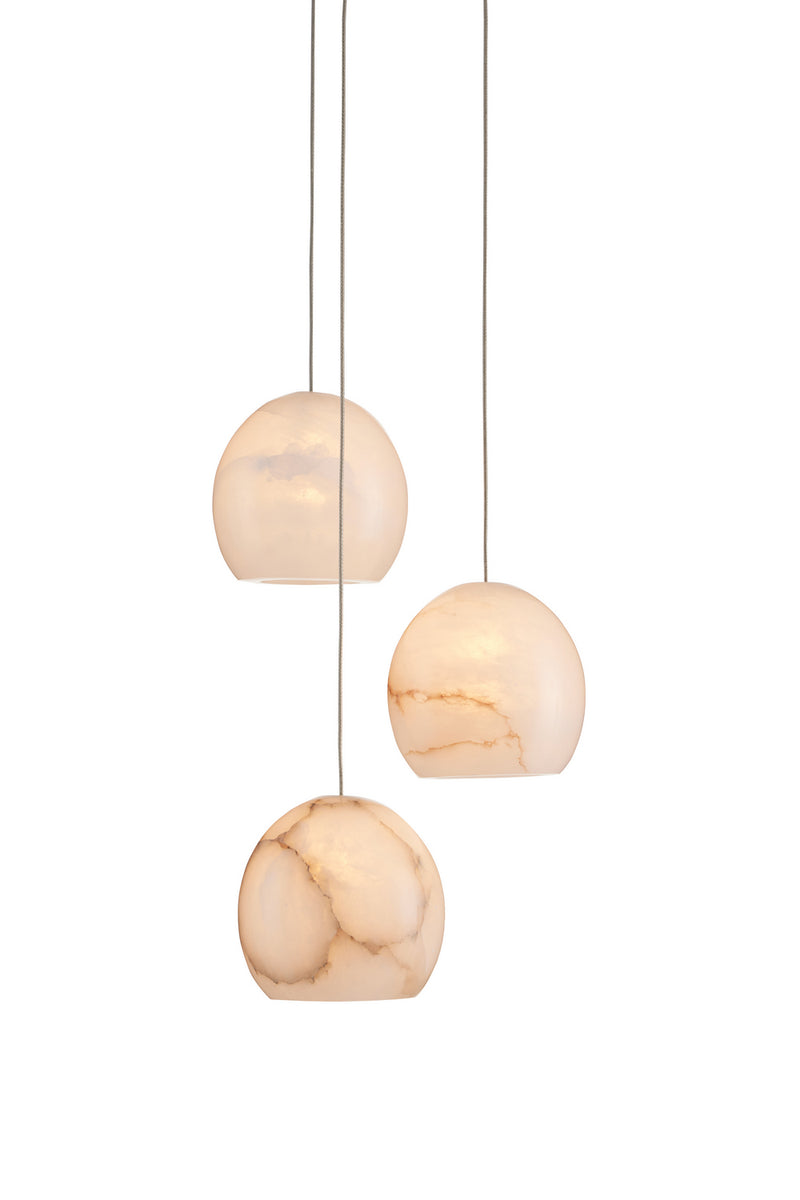 Currey and Company 9000-0896 Three Light Pendant, Natural/Painted Silver Finish-LightingWellCo