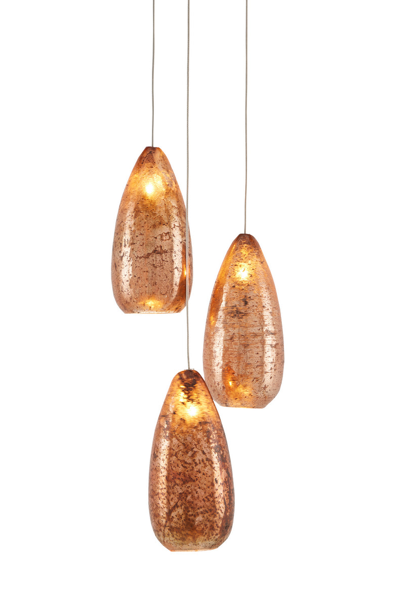 Currey and Company 9000-0903 Three Light Pendant, Copper/Silver/Painted Silver Finish-LightingWellCo