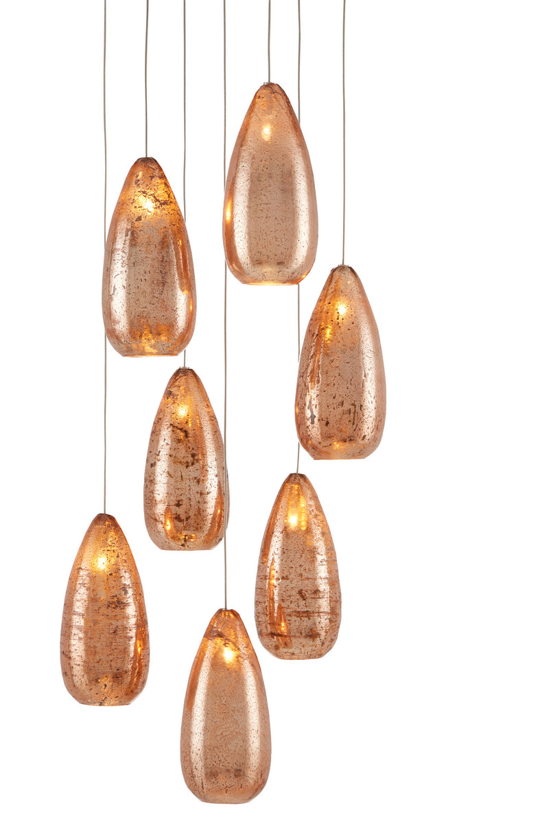 Currey and Company 9000-0904 Seven Light Pendant, Copper/Silver/Painted Silver Finish-LightingWellCo