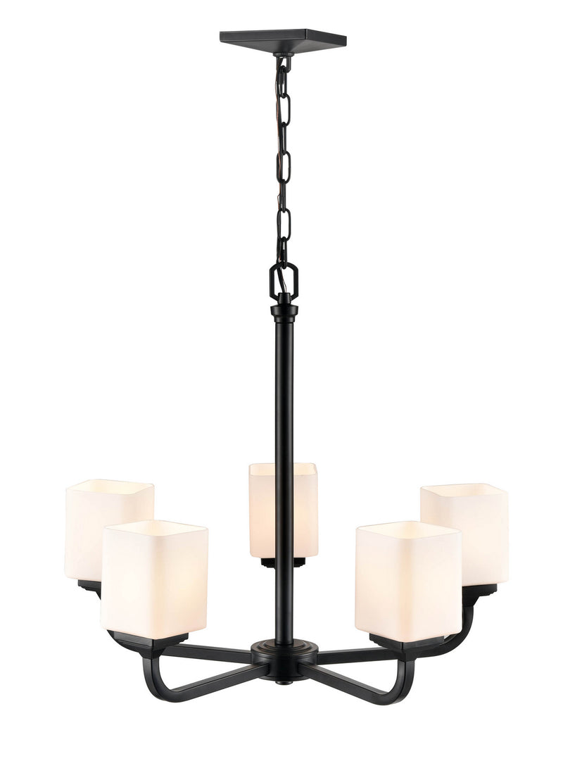 Millennium 4325-MB Five Light Chandelier, Matte Black Finish at LightingWellCo