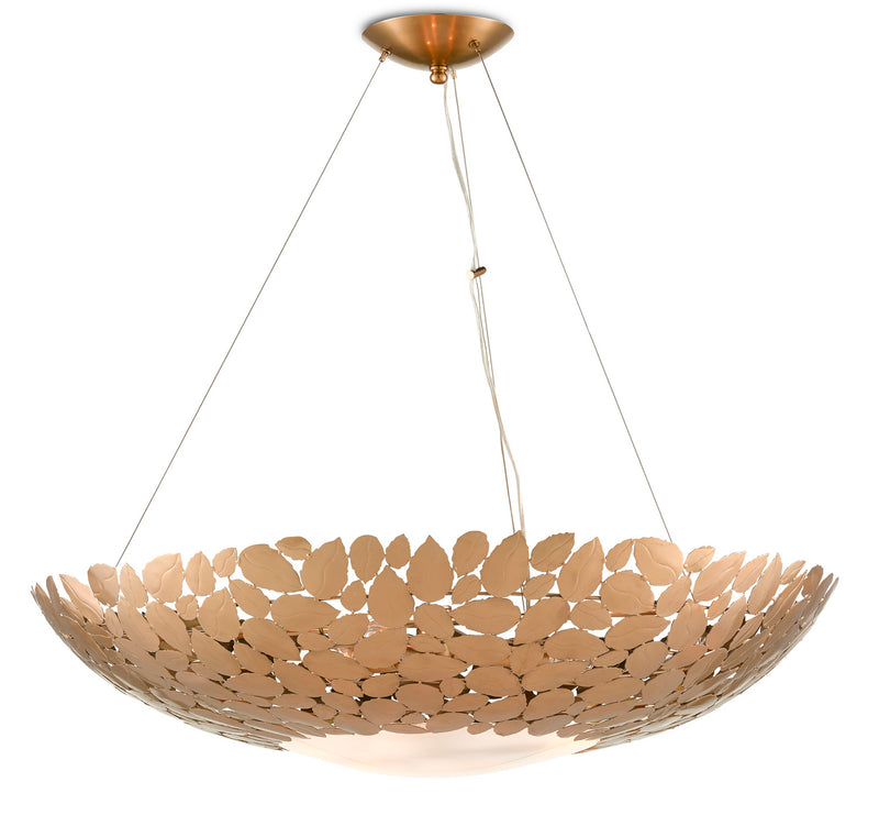 Currey and Company 9000-0762 Three Light Chandelier, Antique Brass/Frosted Glass Finish-LightingWellCo