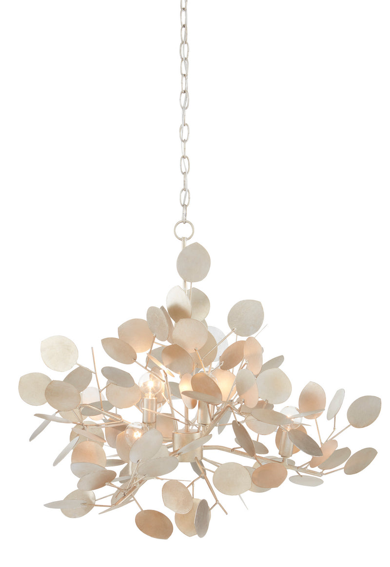 Currey and Company 9000-0817 Six Light Chandelier, Contemporary Silver Leaf Finish-LightingWellCo