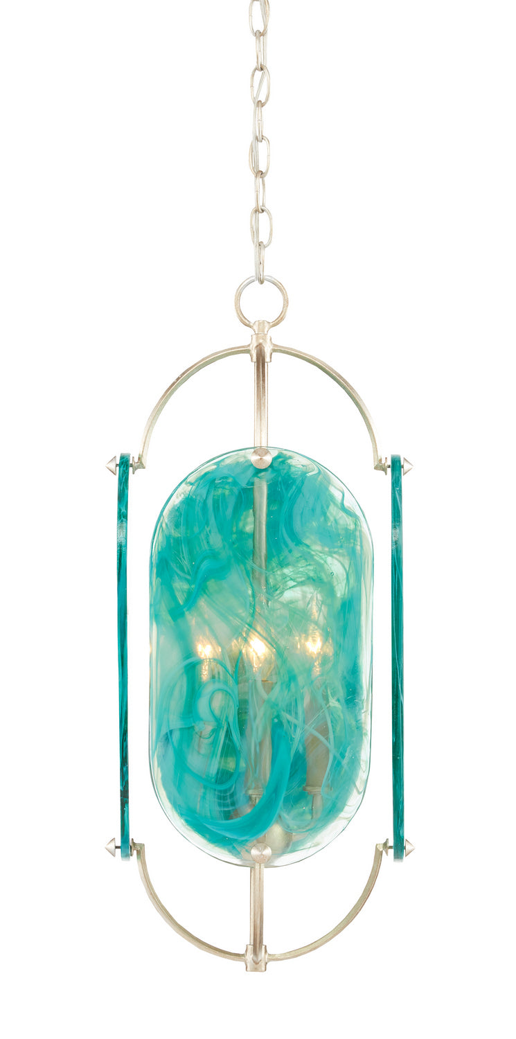 Currey and Company 9000-0845 Four Light Chandelier, Smokewood/Transparent Green/Silver Leaf Finish-LightingWellCo