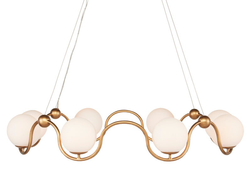 Currey and Company 9000-0878 Eight Light Chandelier, Antique Brass/White Finish-LightingWellCo