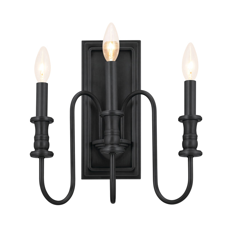 Kichler 52473BK Three Light Wall Sconce, Black Finish-LightingWellCo