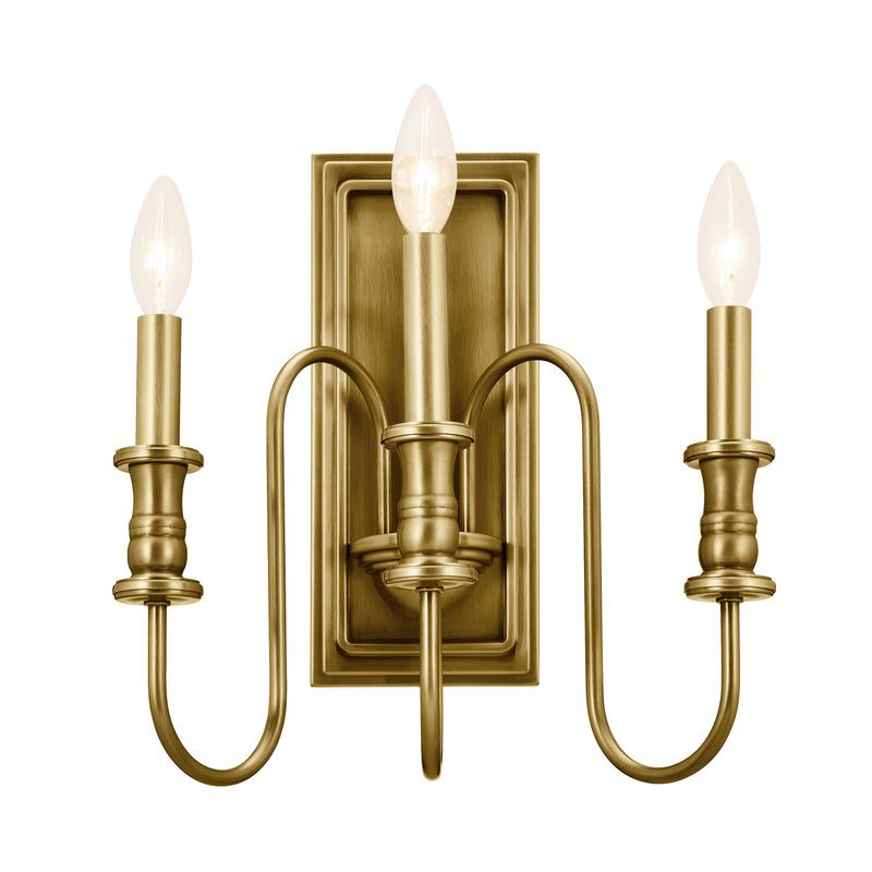 Kichler 52473NBR Three Light Wall Sconce, Natural Brass Finish-LightingWellCo