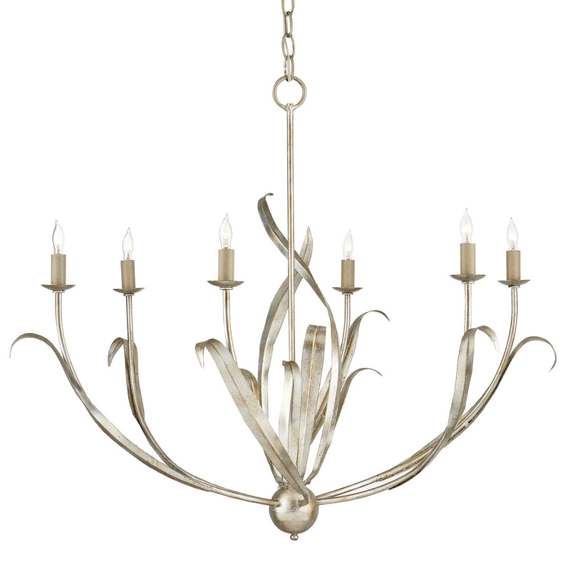 Currey and Company 9000-0931 Six Light Chandelier, Silver Granello Finish-LightingWellCo