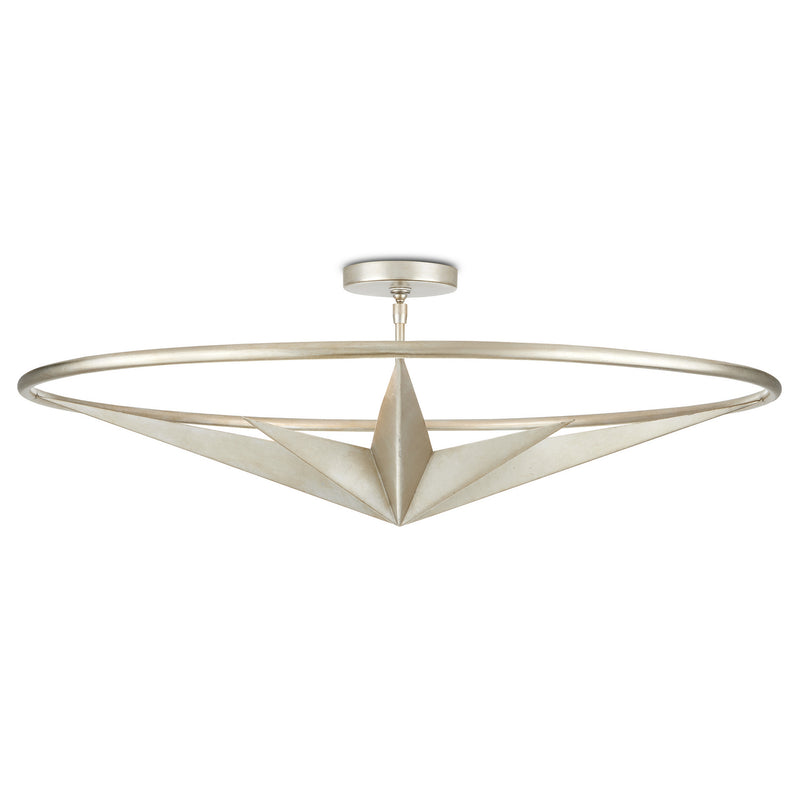 Currey and Company 9000-0948 Four Light Semi Flush Mount, Silver Leaf/Painted Silver Finish-LightingWellCo