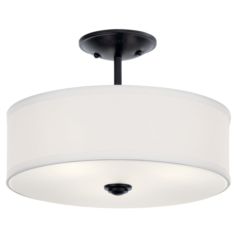 Kichler 43675BK Three Light Semi Flush Mount, Black Finish-LightingWellCo