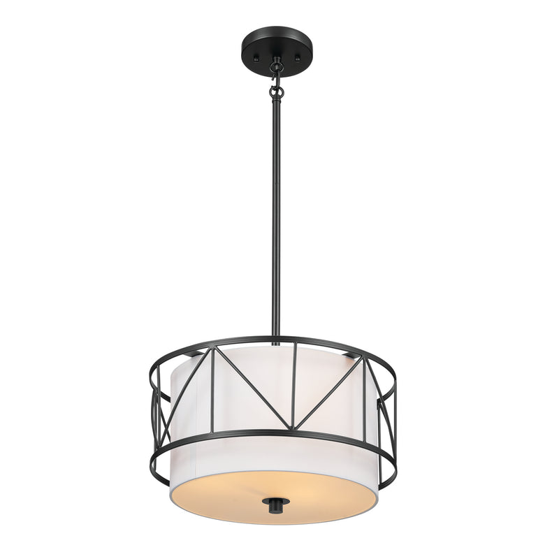 Kichler 52074BK Three Light Pendant/Semi Flush, Black Finish-LightingWellCo