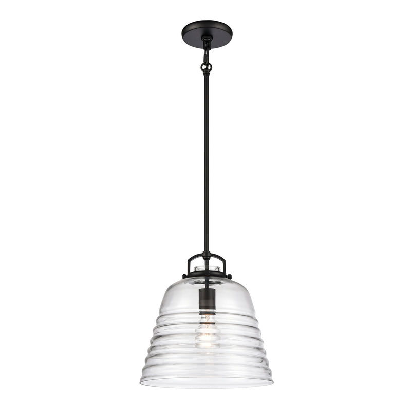 ELK Home 67876/1 One Light Pendant, Matte Black Finish-LightingWellCo