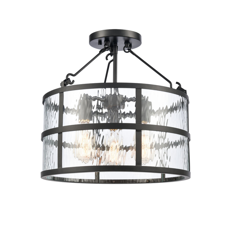 ELK Home 82075/3 Three Light Semi Flush Mount, Matte Black Finish-LightingWellCo