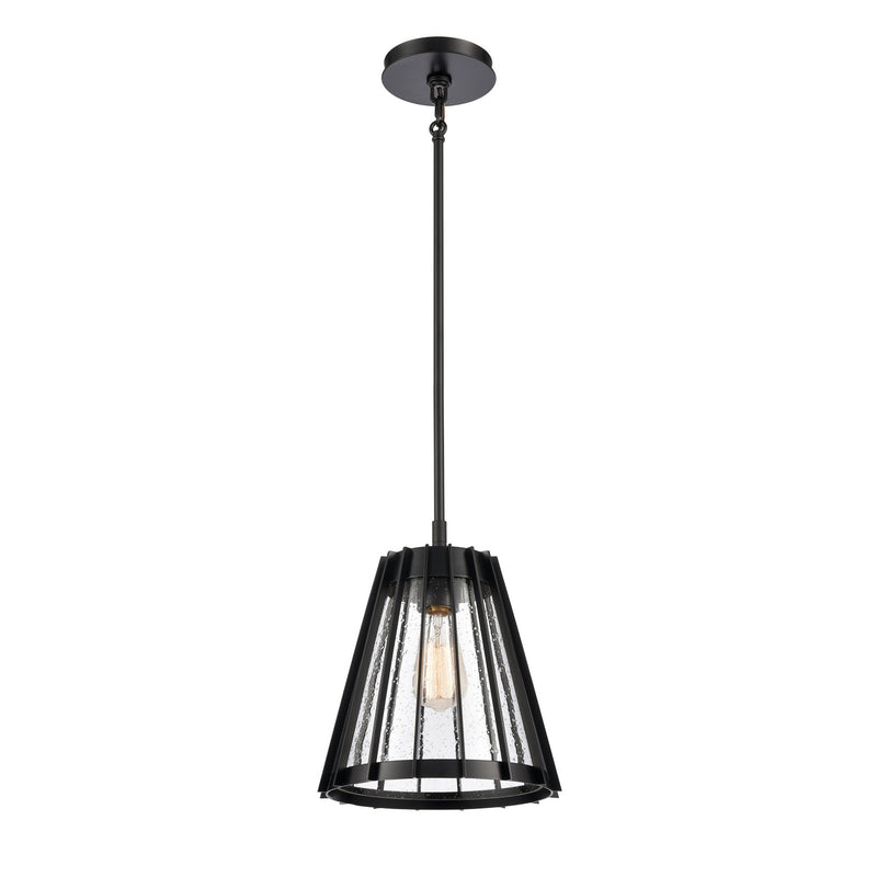 ELK Home 82115/1 One Light Pendant, Matte Black Finish-LightingWellCo