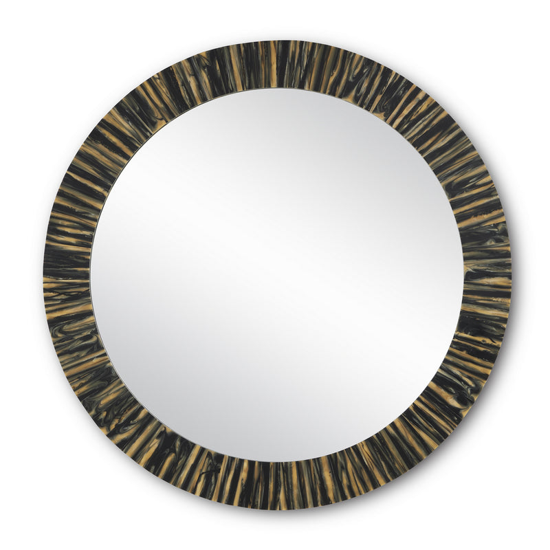 Currey and Company 1000-0124 Mirror, Black/Tan/Mirror Finish-LightingWellCo