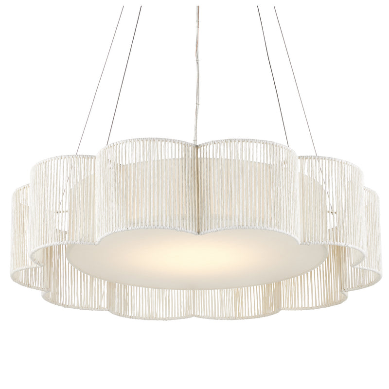 Currey and Company 9000-0923 LED Chandelier, White/Contemporary Silver Leaf Finish-LightingWellCo