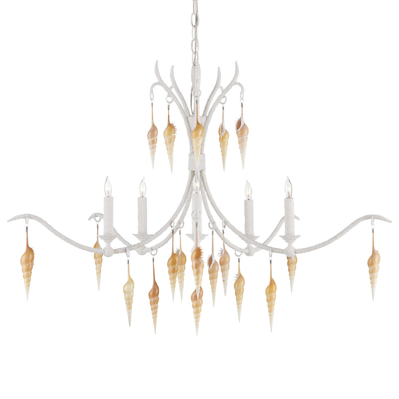 Currey and Company 9000-0988 Five Light Chandelier, Crushed Shell/Natural/Vanilla Finish-LightingWellCo