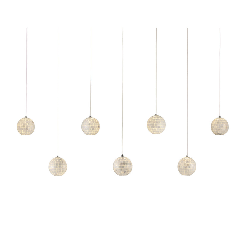 Currey and Company 9000-1061 Seven Light Pendant, Pearl/Silver Finish-LightingWellCo