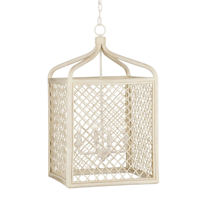 Currey and Company 9000-0994 Four Light Lantern, Bleached Natural/Antique Pearl Finish-LightingWellCo