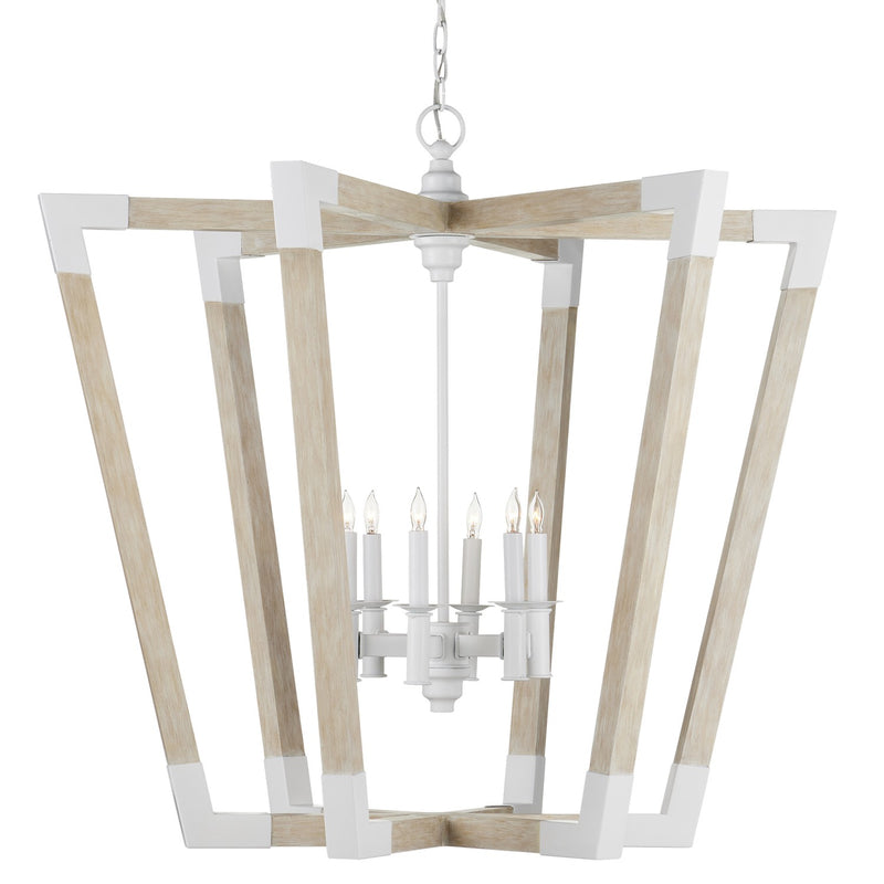 Currey and Company 9000-1110 Six Light Lantern, Sugar White/Sandstone Finish-LightingWellCo