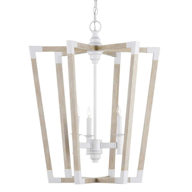 Currey and Company 9000-1112 Three Light Lantern, Sugar White/Sandstone Finish-LightingWellCo