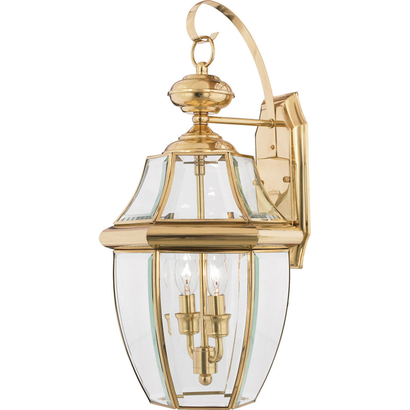 Quoizel NY8317B Two Light Outdoor Wall Lantern, Polished Brass Finish - LightingWellCo