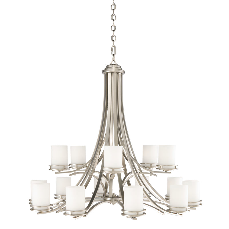 Kichler 1675NI 15 Light Chandelier, Brushed Nickel Finish - LightingWellCo