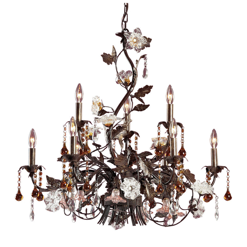 ELK Home 85003 Nine Light Chandelier, Deep Rust Finish-LightingWellCo