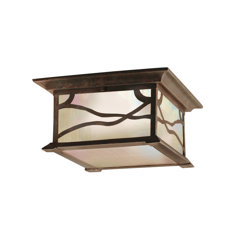 Kichler 9838DCO Two Light Outdoor Ceiling Mount, Distressed Copper Finish - LightingWellCo