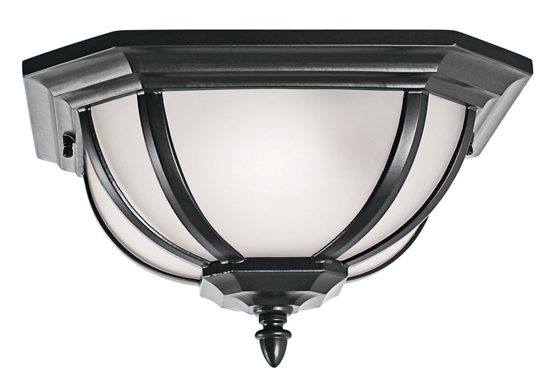 Kichler 9848BK Two Light Outdoor Flush/Semi Flush Mount, Black Finish - LightingWellCo