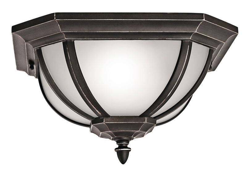 Kichler 9848RZ Two Light Outdoor Flush/Semi Flush Mount, Rubbed Bronze Finish - LightingWellCo