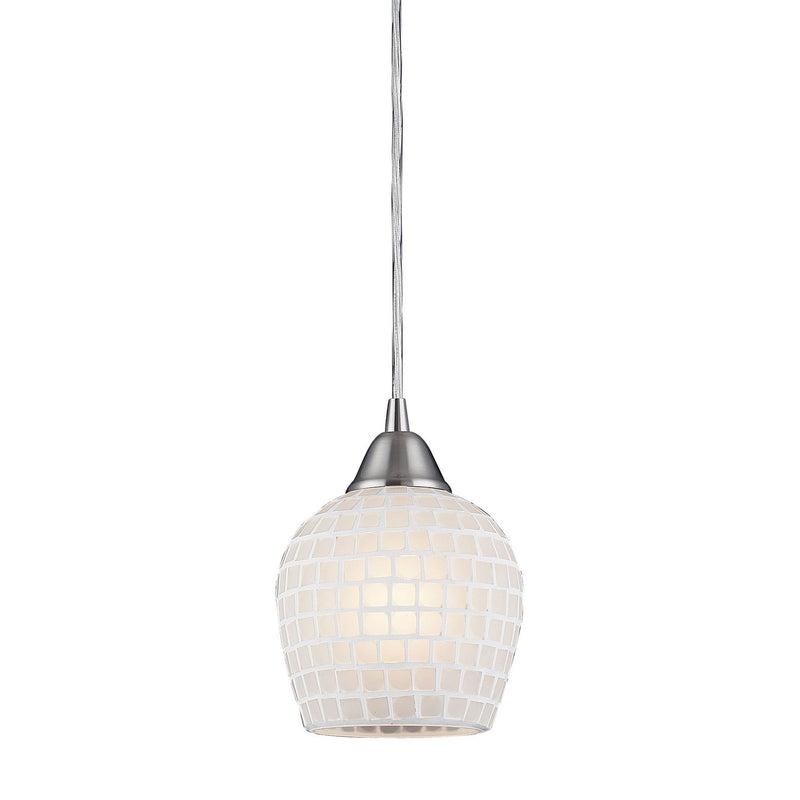 ELK Home 528-1WHT One Light Mini Pendant, Satin Nickel Finish-LightingWellCo