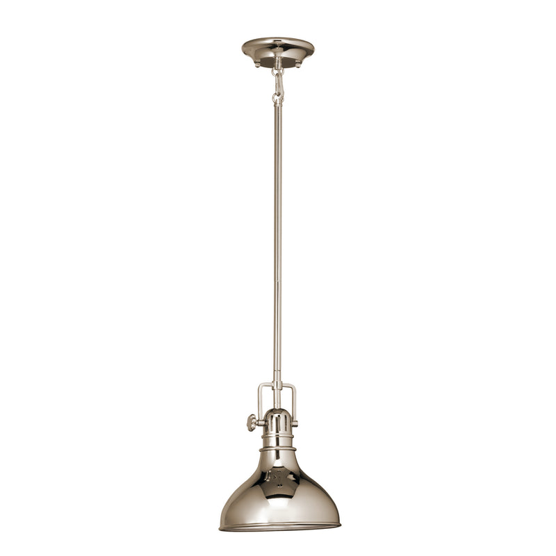 Kichler 2664PN One Light Mini Pendant, Polished Nickel Finish - LightingWellCo