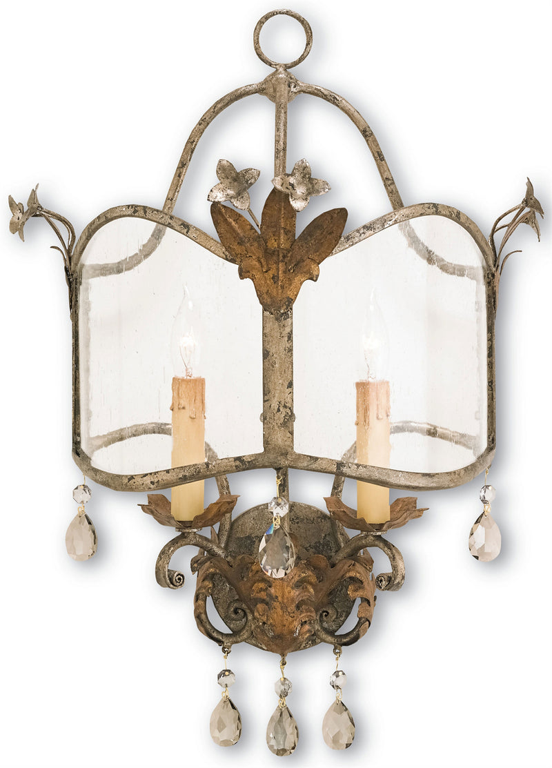 Currey and Company 5357 Two Light Wall Sconce, Viejo Gold/Viejo Silver Finish-LightingWellCo