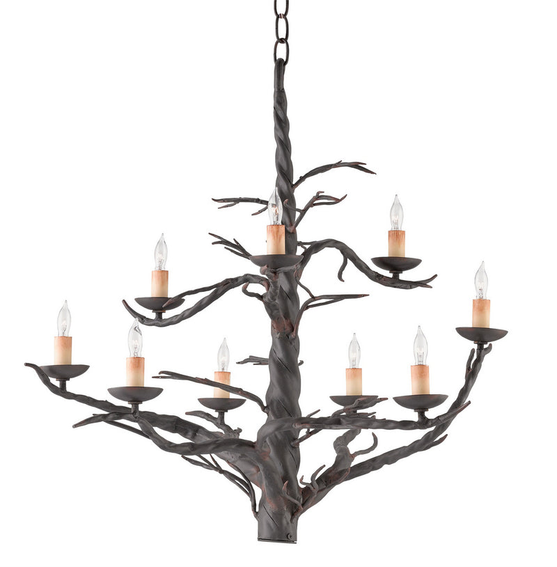 Currey and Company 9327 Nine Light Chandelier, Old Iron Finish-LightingWellCo