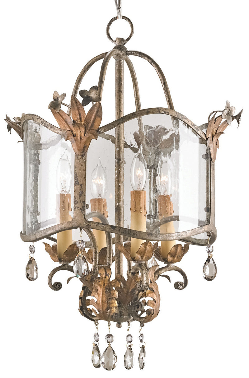 Currey and Company 9357 Four Light Lantern, Viejo Gold/Viejo Silver Finish-LightingWellCo