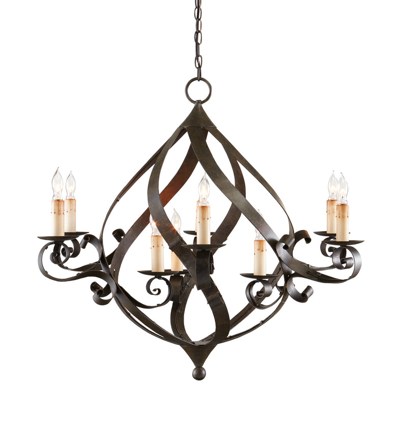 Currey and Company 9528 Nine Light Chandelier, Mayfair Finish-LightingWellCo