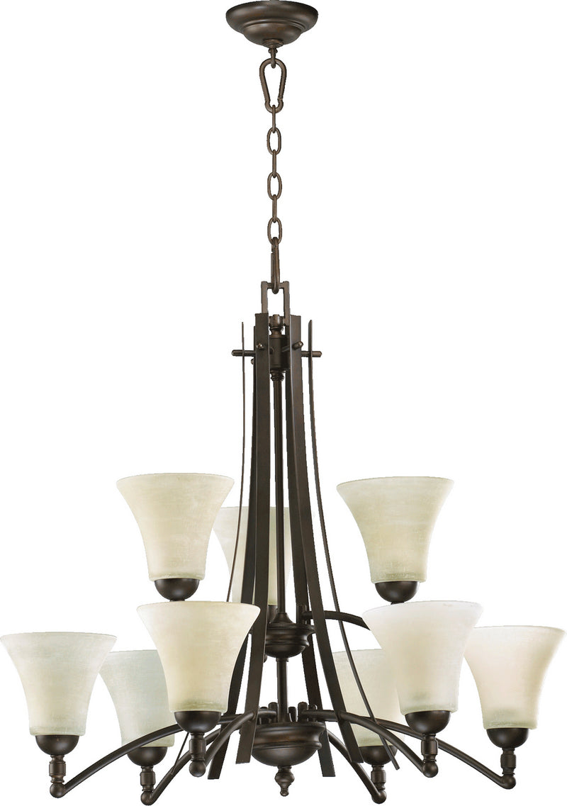 Quorum 6177-9-86 Nine Light Chandelier, Oiled Bronze Finish - LightingWellCo