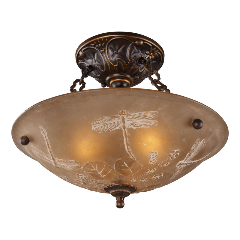 ELK Home 08096-AGB Three Light Semi Flush Mount, Golden Bronze Finish-LightingWellCo