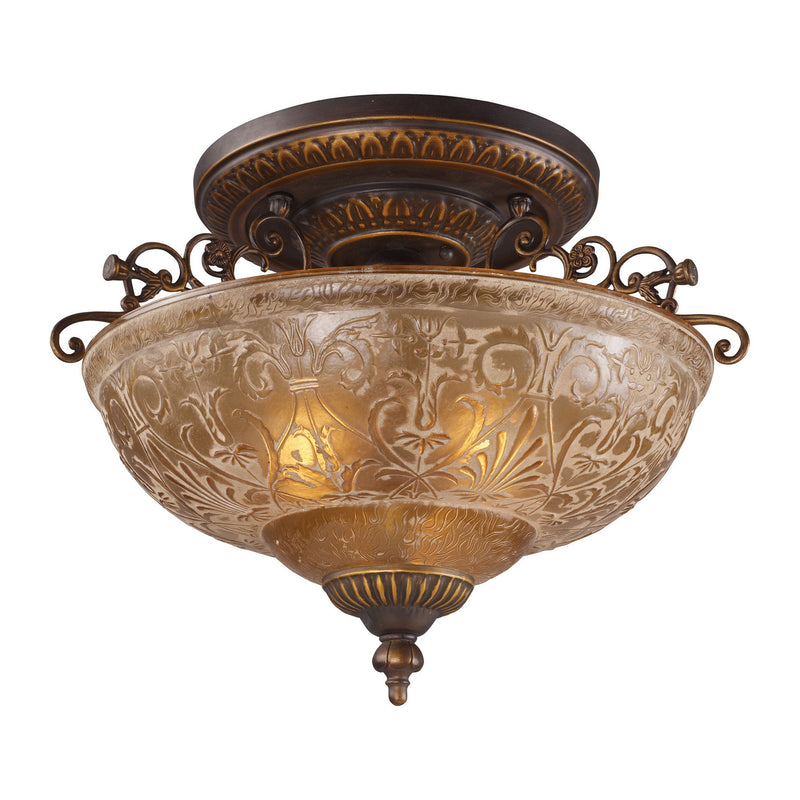 ELK Home 08099-AGB Three Light Semi Flush Mount, Golden Bronze Finish - At LightingWellCo