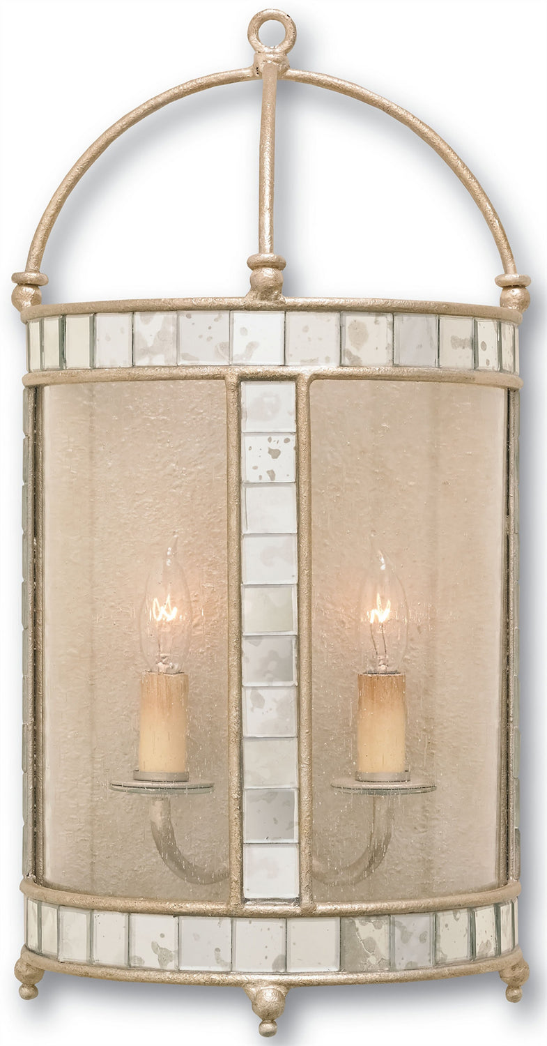 Currey and Company 5032 Two Light Wall Sconce, Harlow Silver Leaf/Antique Mirror Finish-LightingWellCo