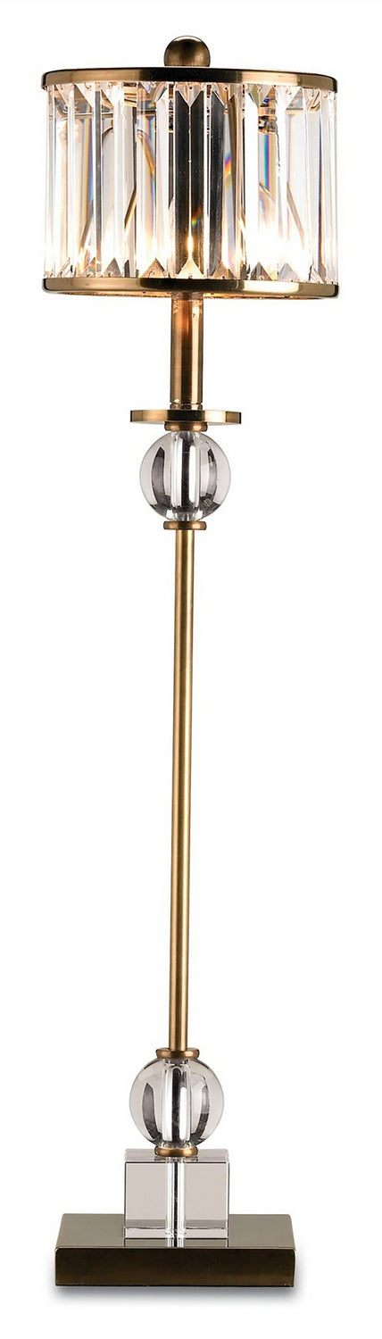 Currey and Company 6986 One Light Table Lamp, Clear/Antique Brass Finish-LightingWellCo