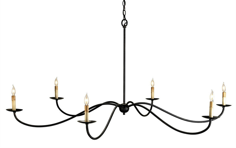 Currey and Company 9267 Six Light Chandelier, Zanzibar Black Finish-LightingWellCo