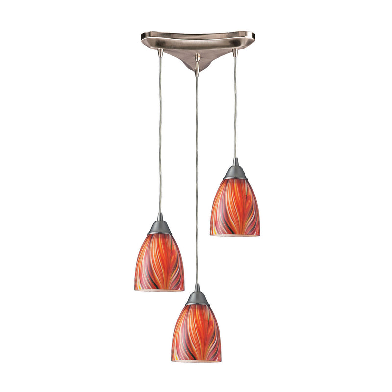 ELK Home 416-3M Three Light Pendant, Satin Nickel Finish - At LightingWellCo